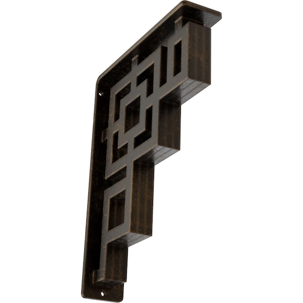 Ekena Millwork Eris Wrought Iron Bracket, (Triple center brace), Antiqued Brass 2"W x 7 1/2"D x 10"H BKTM02X07X10TERABS - main